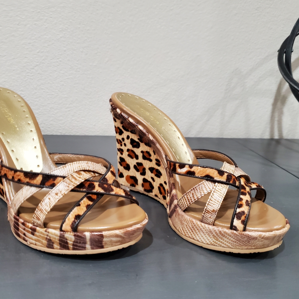 BCBGirls Animal Print Wedge Sandals